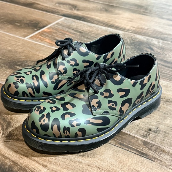 Dr. Martens Other - Dr. Martens 1461 Distorted Leopard Print Leather Oxford Shoes,Green, 7M/ 8W